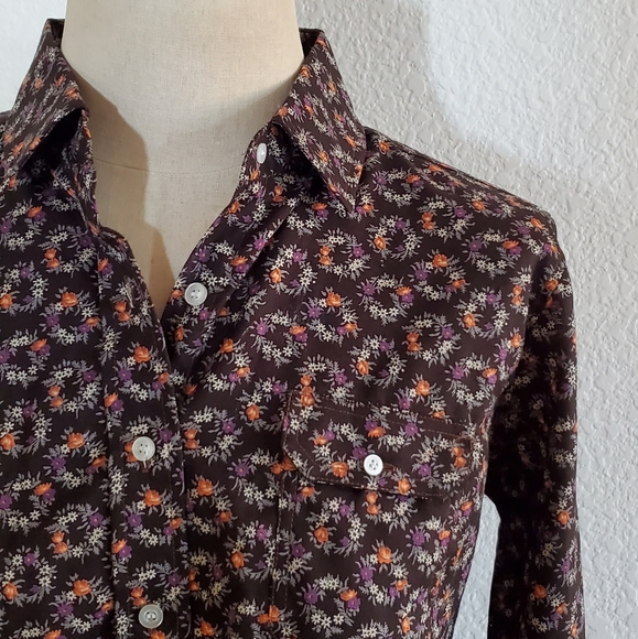 Vintage Pattern Structured Button Down Blouse - Picture 2 of 8